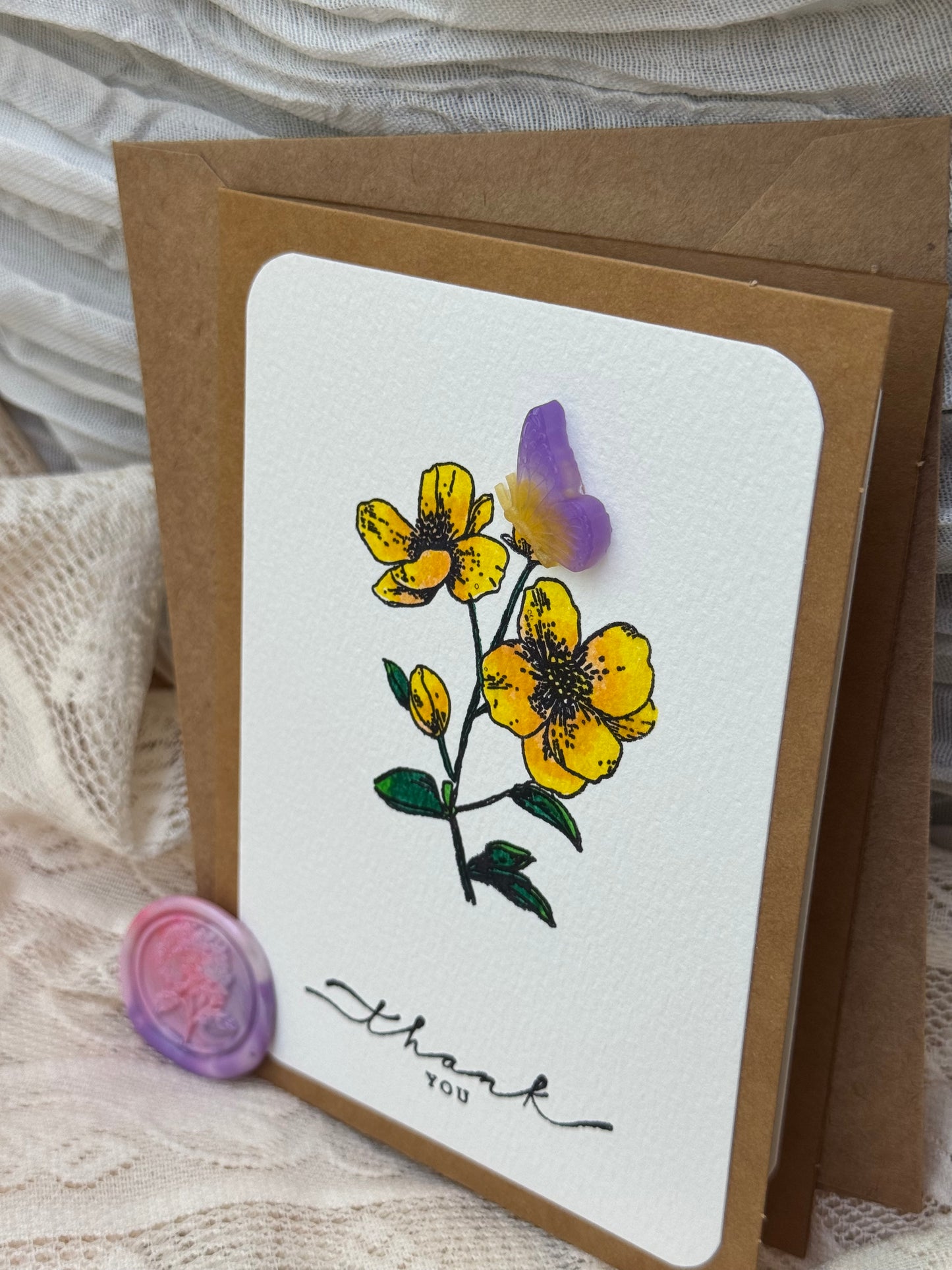 Thank You Floral Butterfly - Card