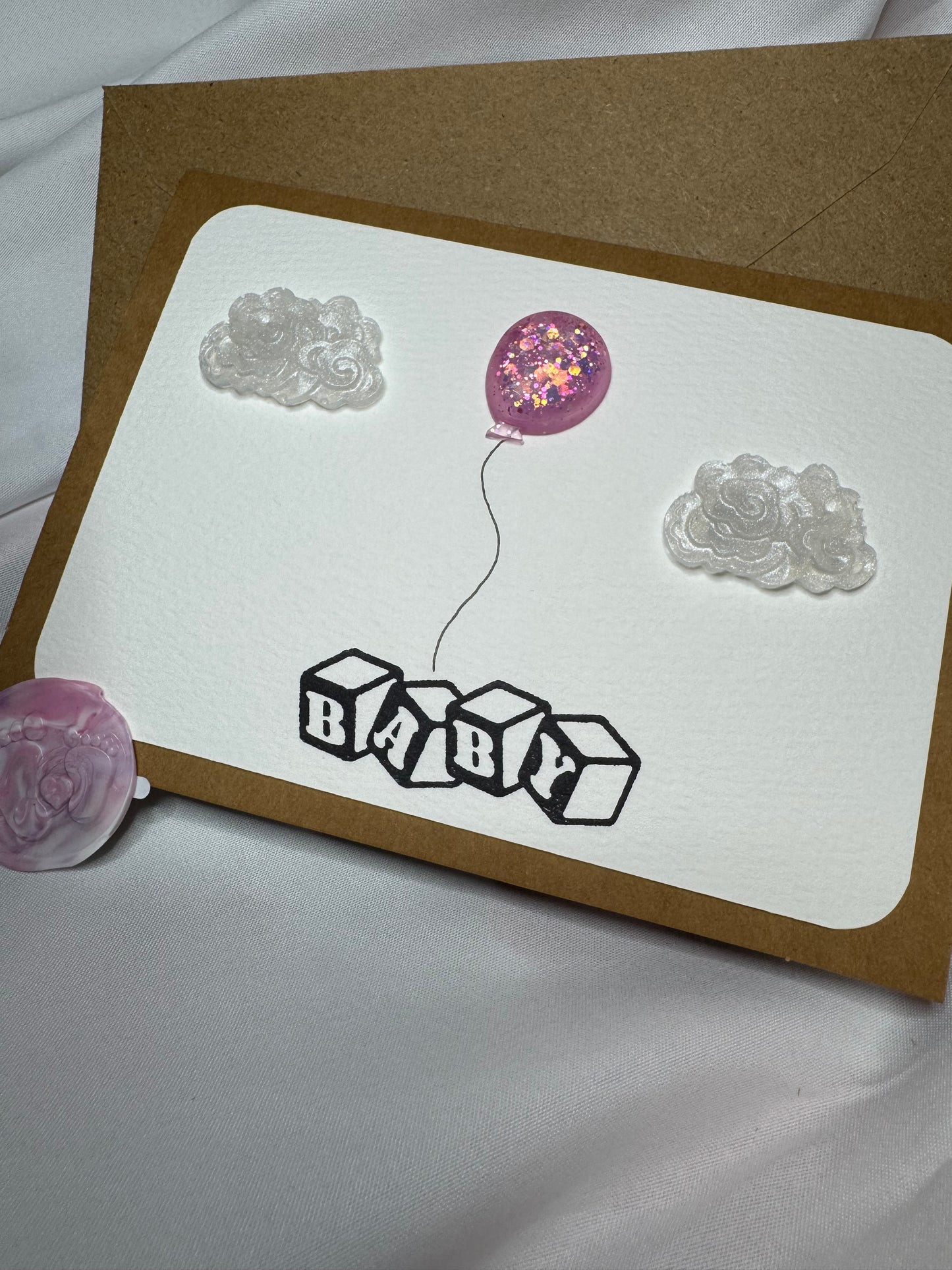 Pink Cloud Balloon - Baby - Card