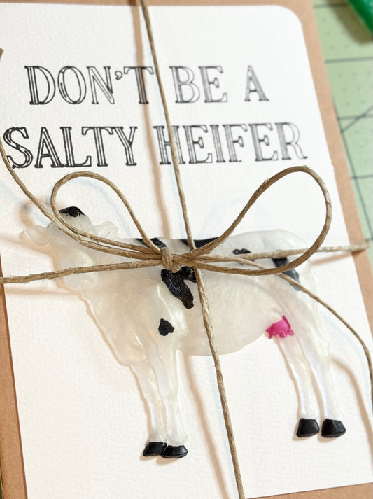 Handmade Resin Art Notebook – “Don’t Be a Salty Heifer” | 8.5” x 5.5” | 34 Sheets Lined Paper
