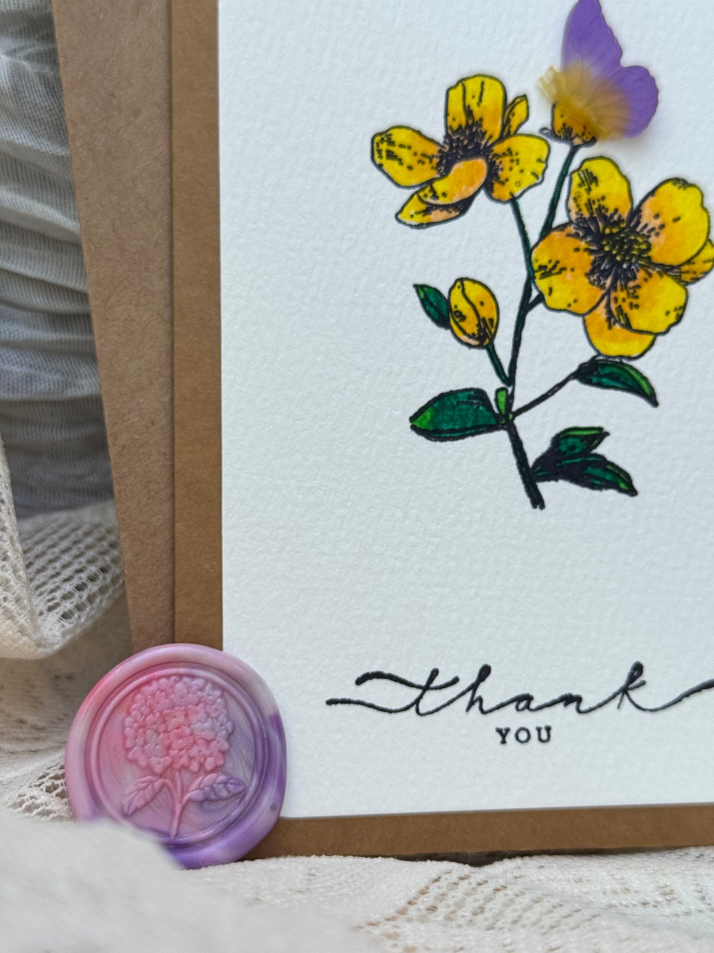 Thank You Floral Butterfly - Card