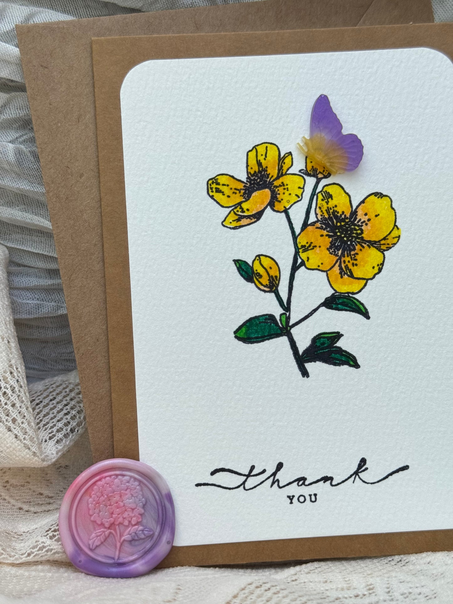 Thank You Floral Butterfly - Card