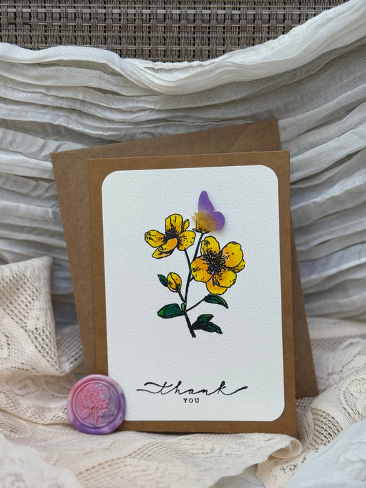 Thank You Floral Butterfly - Card