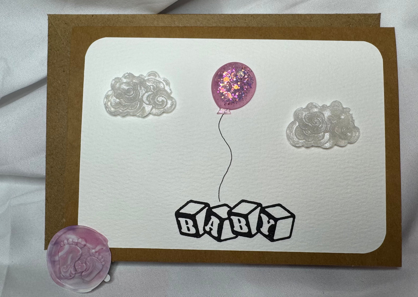 Pink Cloud Balloon - Baby - Card