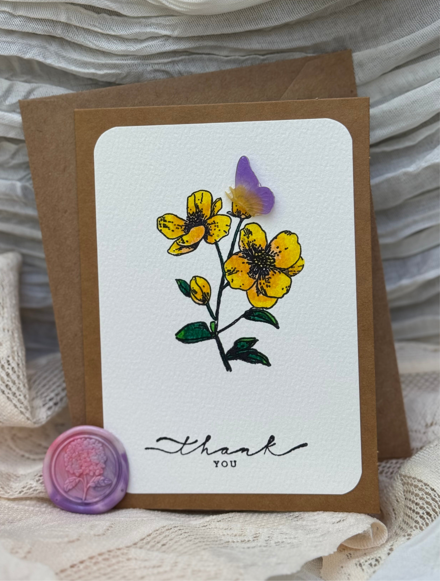 Thank You Floral Butterfly - Card