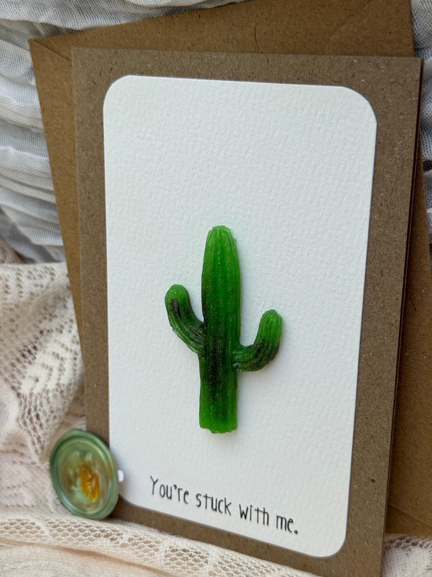 “You’re stuck with me."- Card