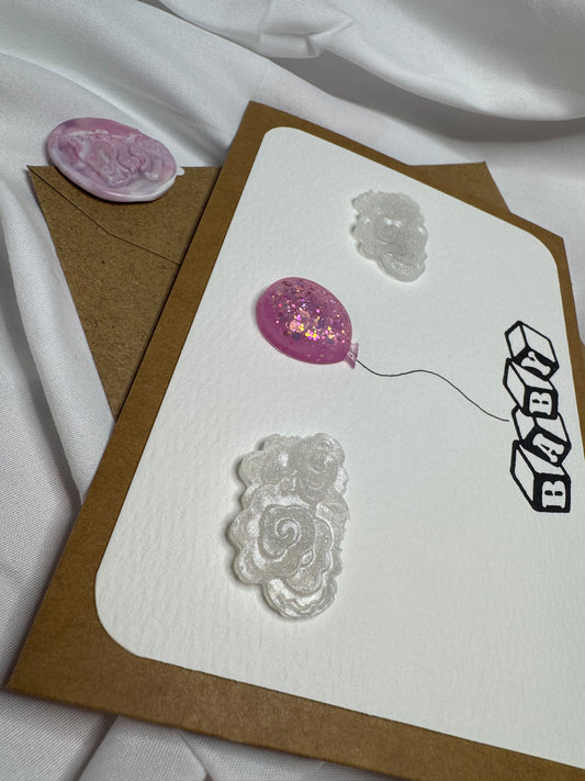Pink Cloud Balloon - Baby - Card