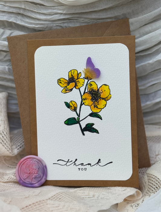 Thank You Floral Butterfly - Card