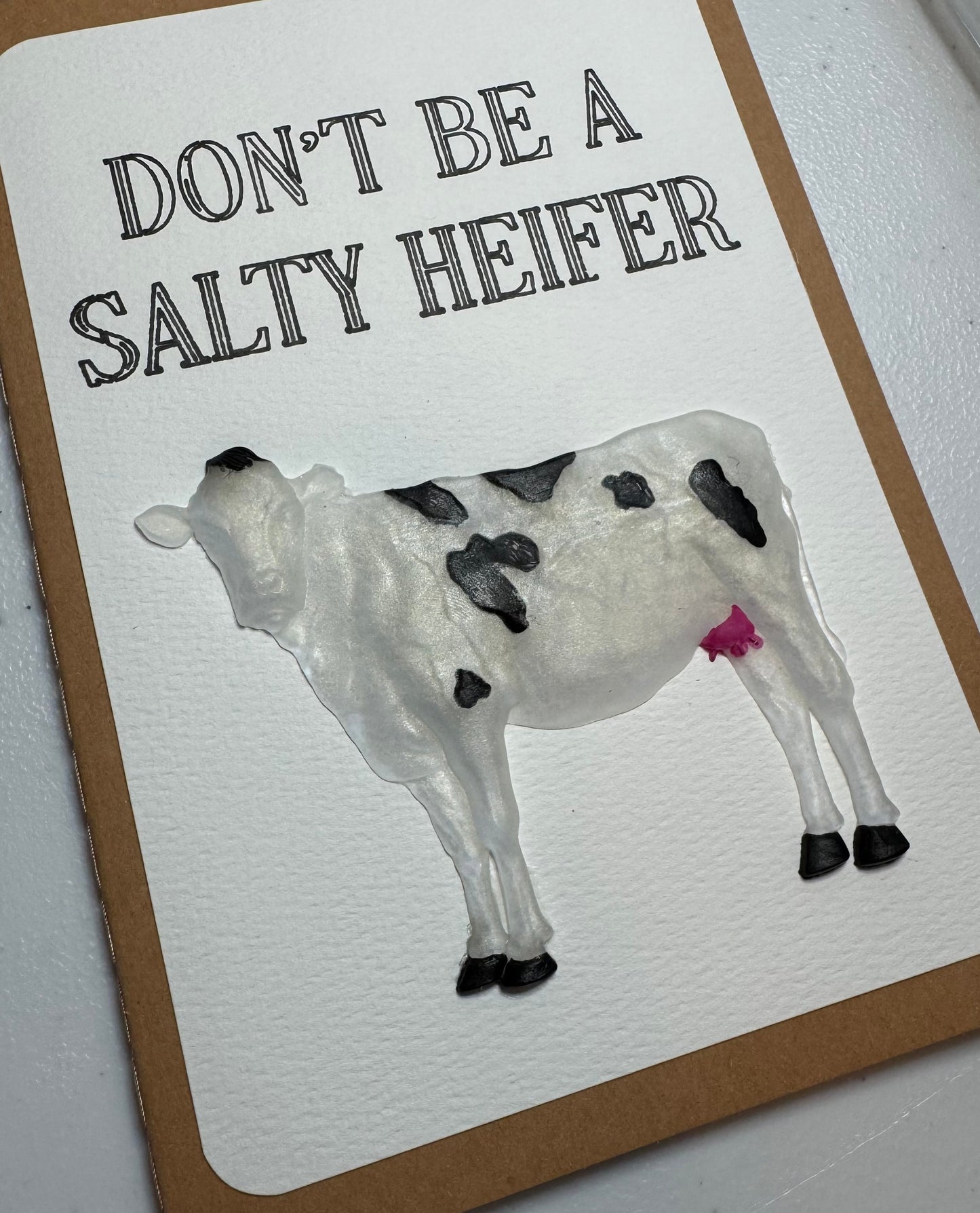 Handmade Resin Art Notebook – “Don’t Be a Salty Heifer” | 8.5” x 5.5” | 34 Sheets Lined Paper