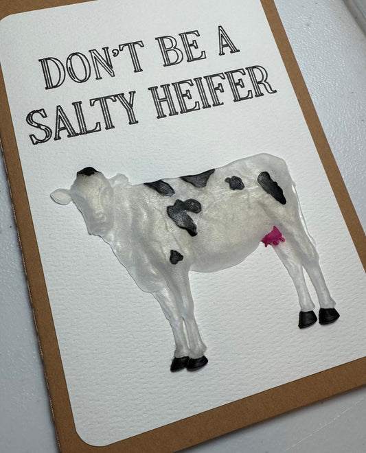 Handmade Resin Art Notebook – “Don’t Be a Salty Heifer” | 8.5” x 5.5” | 34 Sheets Lined Paper